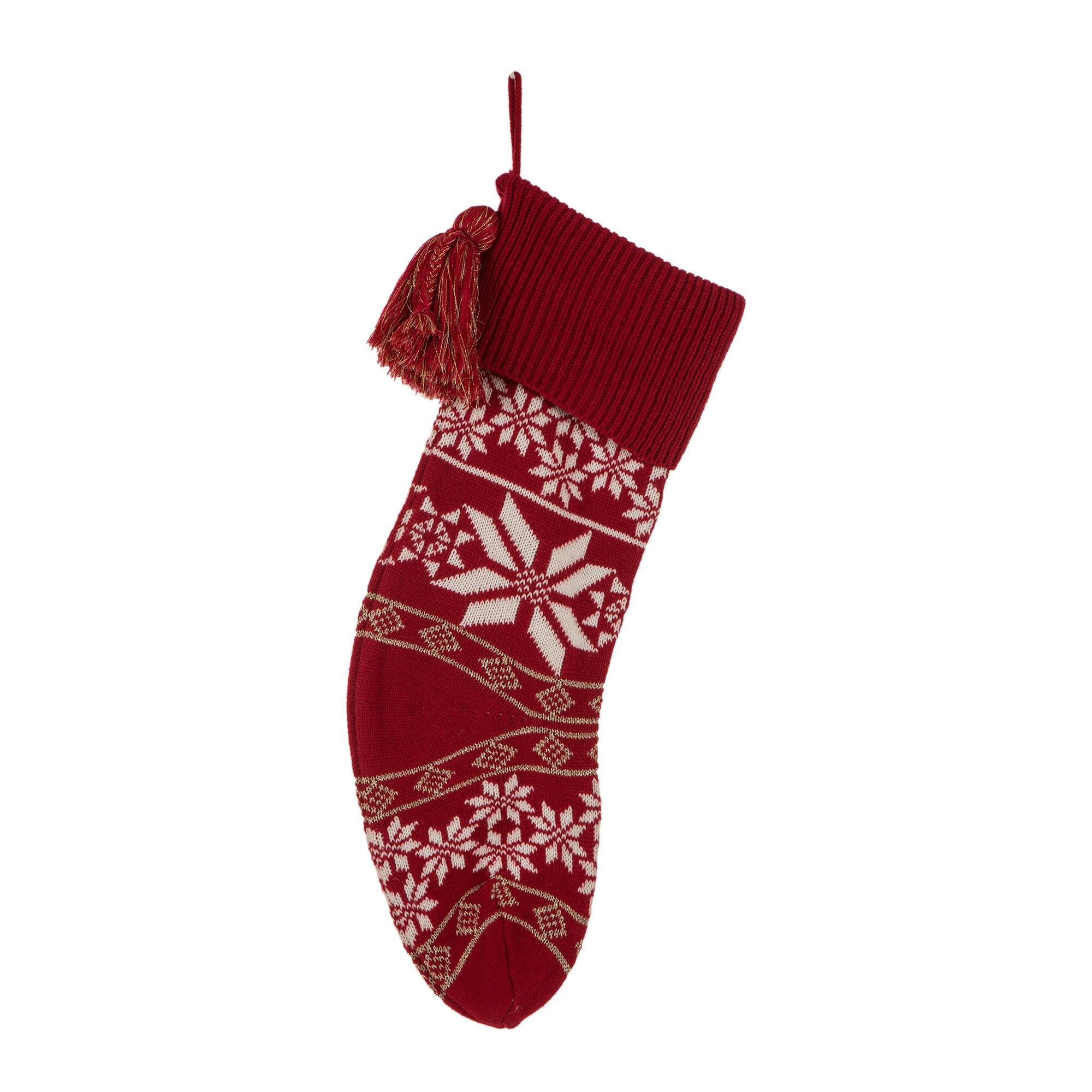 Glitzhome® 24" Snowflake Knited Christmas Stocking
